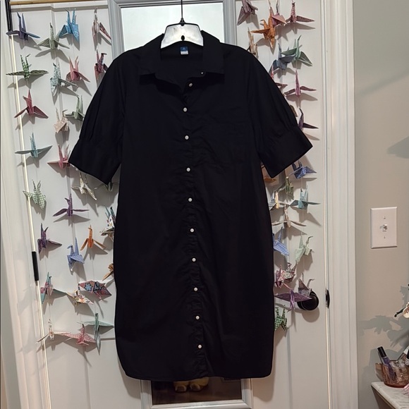 Old Navy 100% cotton button down puff short sleeve shirt dress M medium Tall T - Picture 2 of 6